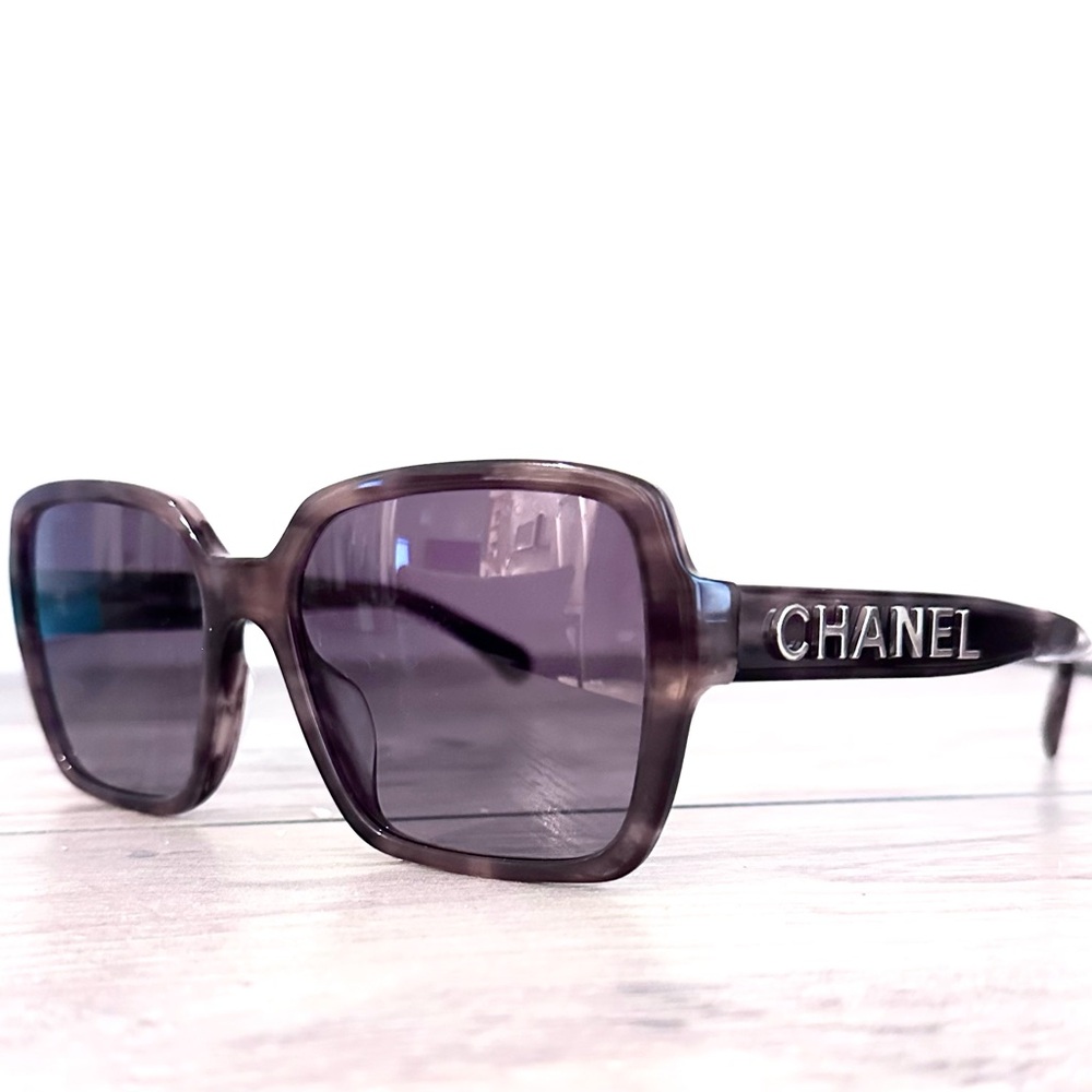 CHANEL 5408 Light Brown Havana and Purple Lens Square Sunglasses - Picture 2 of 8